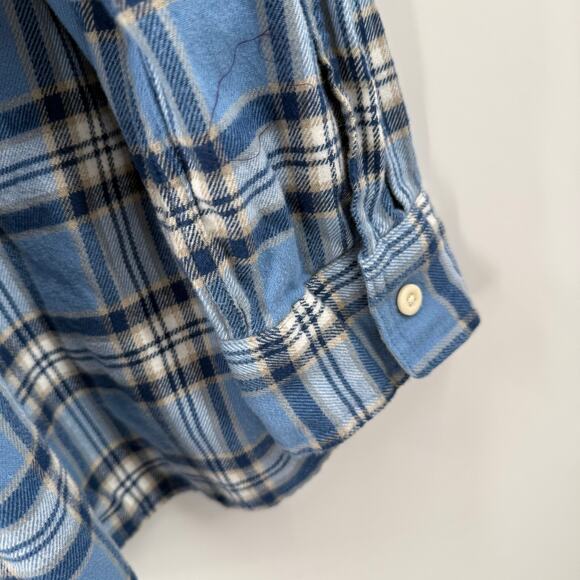 American Eagle Flannel Men's Size XL Super Soft NWT Blue Plaid Detachable Hoodie - Picture 10 of 16